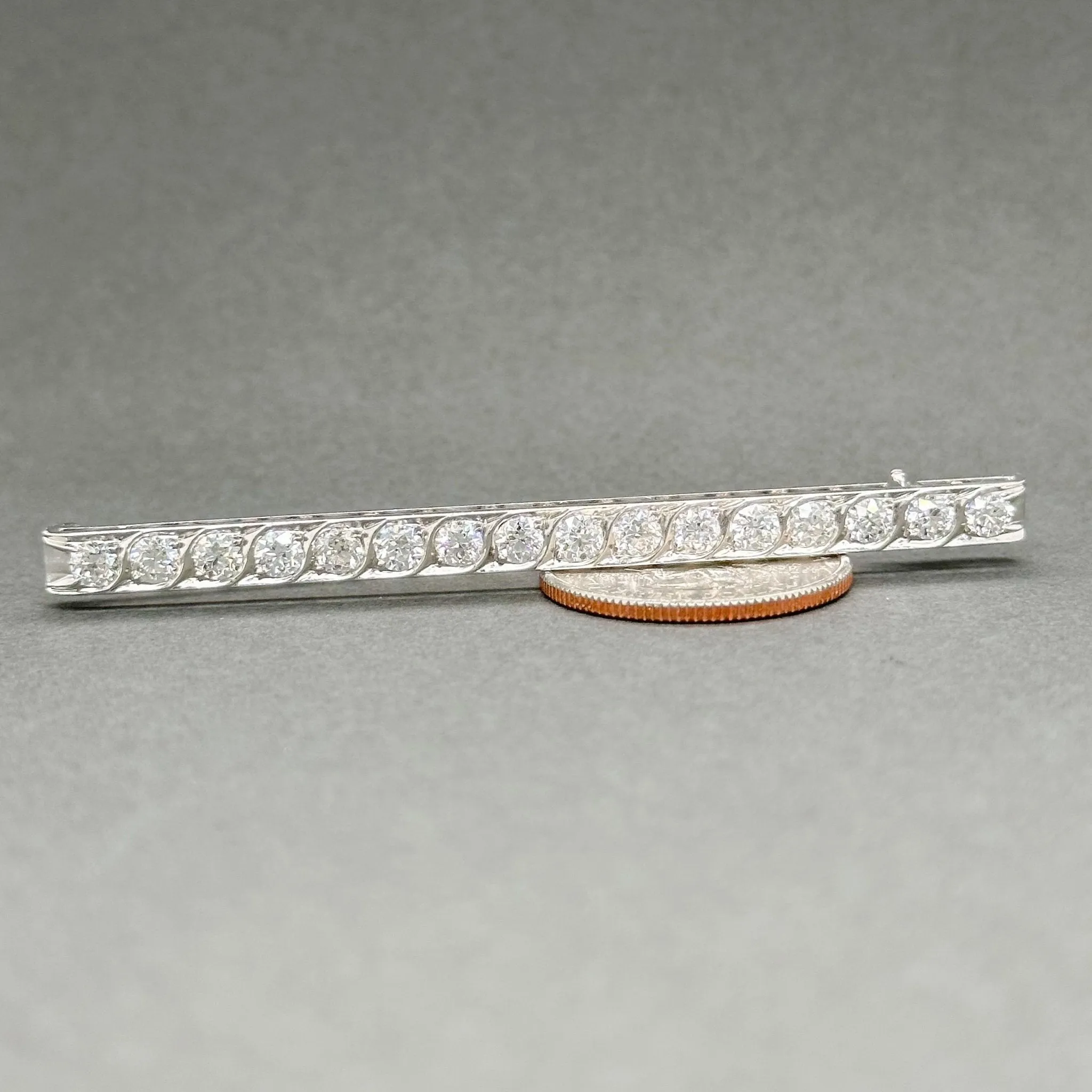 Estate Edwardian Platinum & 14K R Gold 2.83cttw H/VS2-SI1 OMC Diamond Pin
