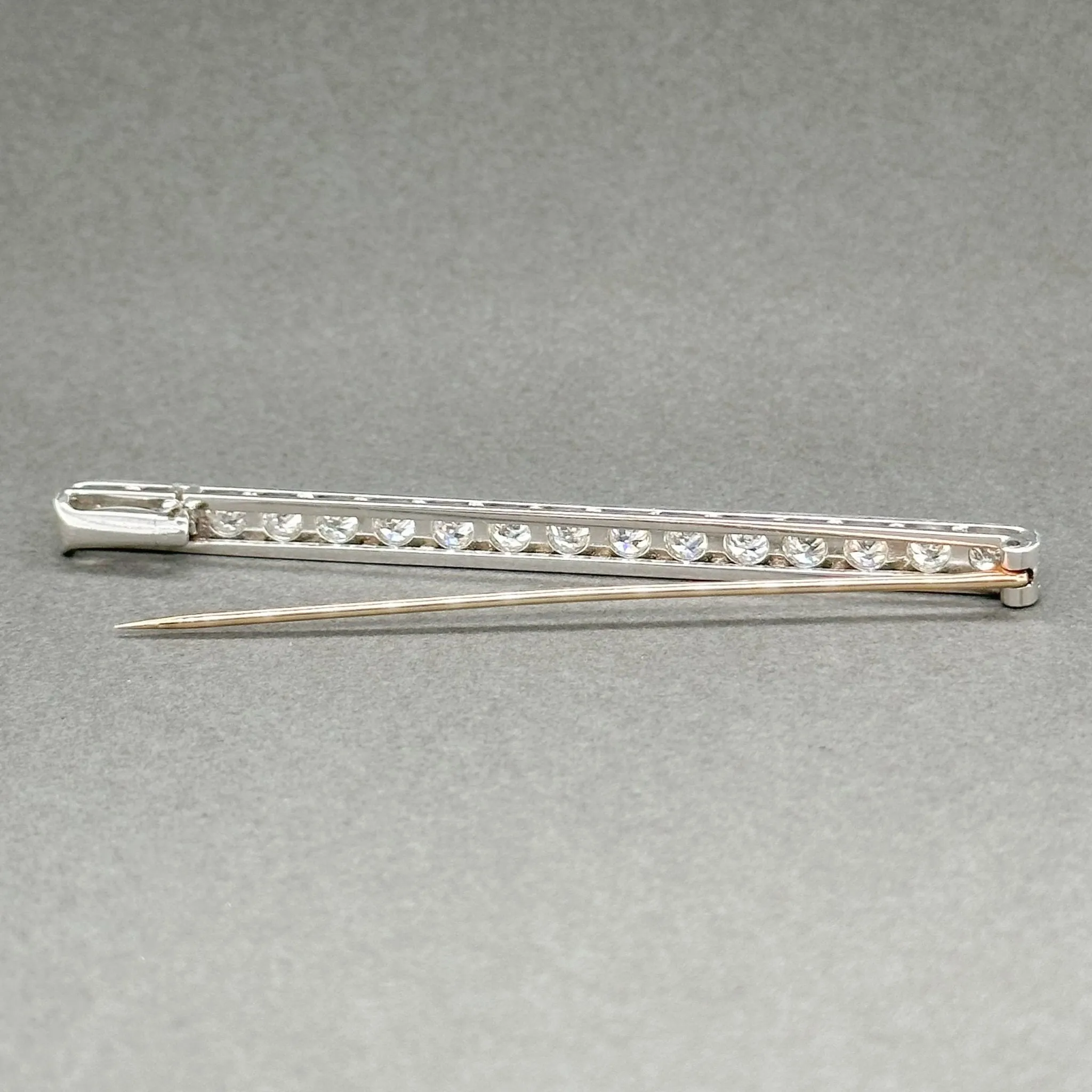 Estate Edwardian Platinum & 14K R Gold 2.83cttw H/VS2-SI1 OMC Diamond Pin