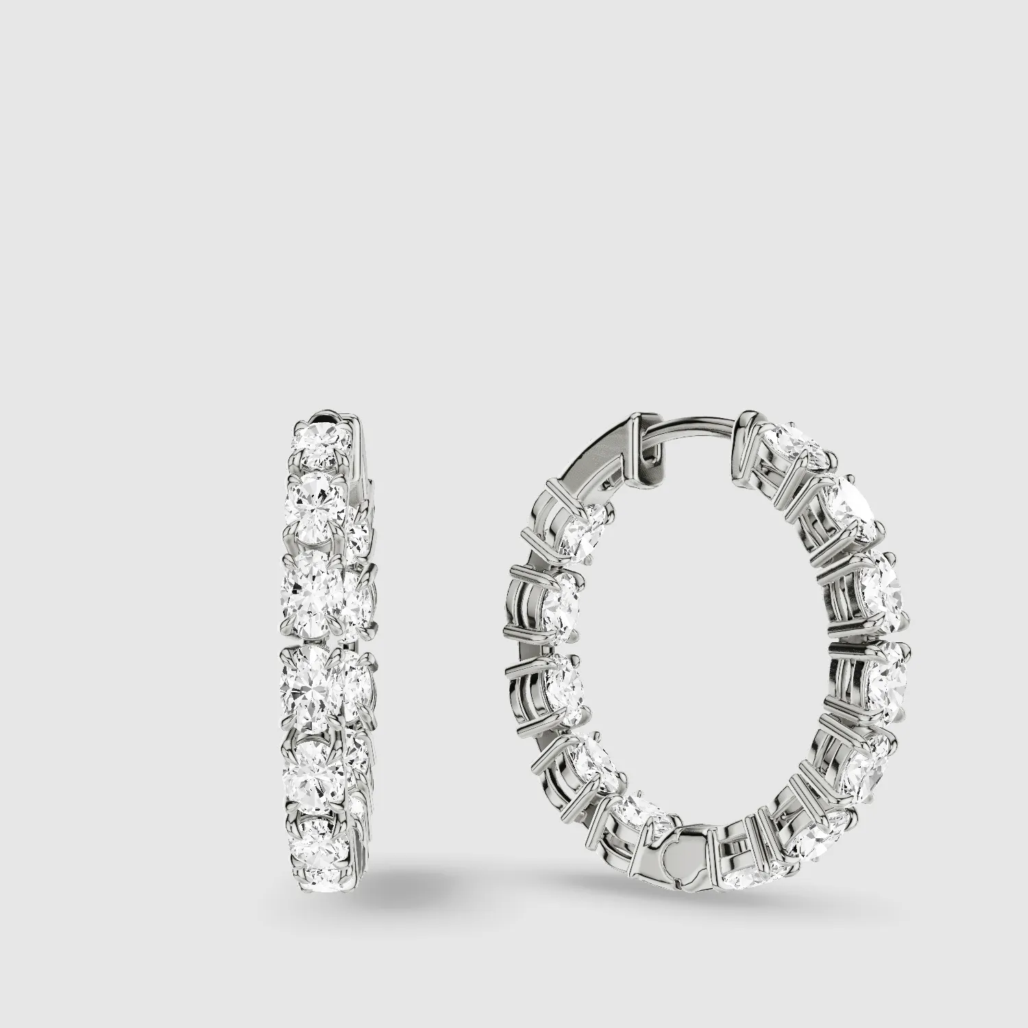 Front-Back Lab Grown Diamond Hoops-Oval