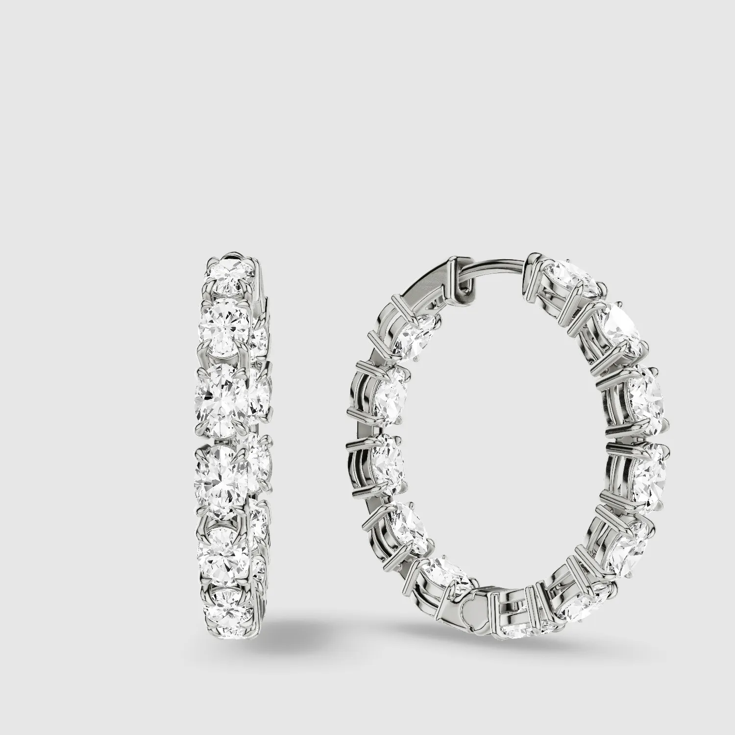 Front-Back Lab Grown Diamond Hoops-Oval