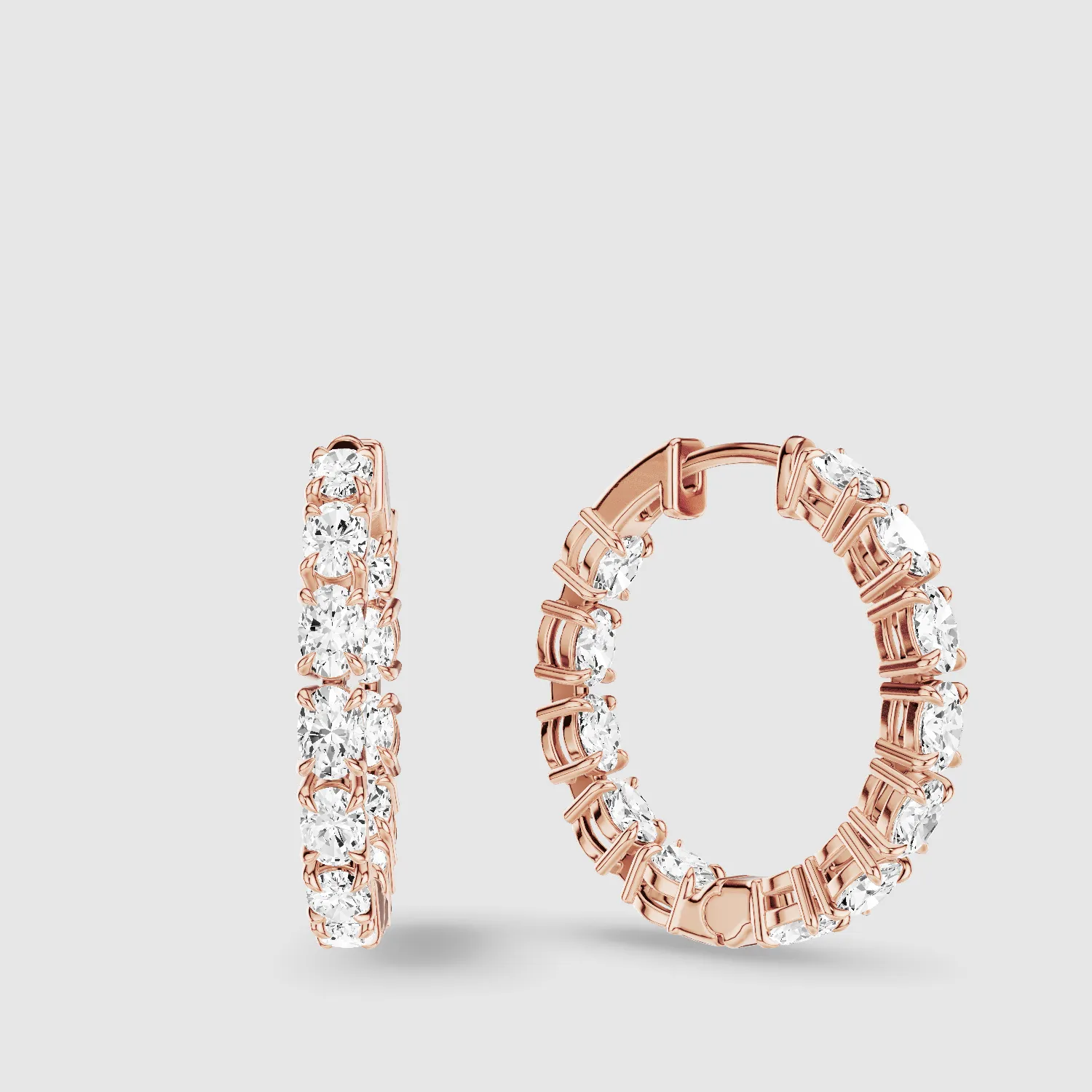 Front-Back Lab Grown Diamond Hoops-Oval