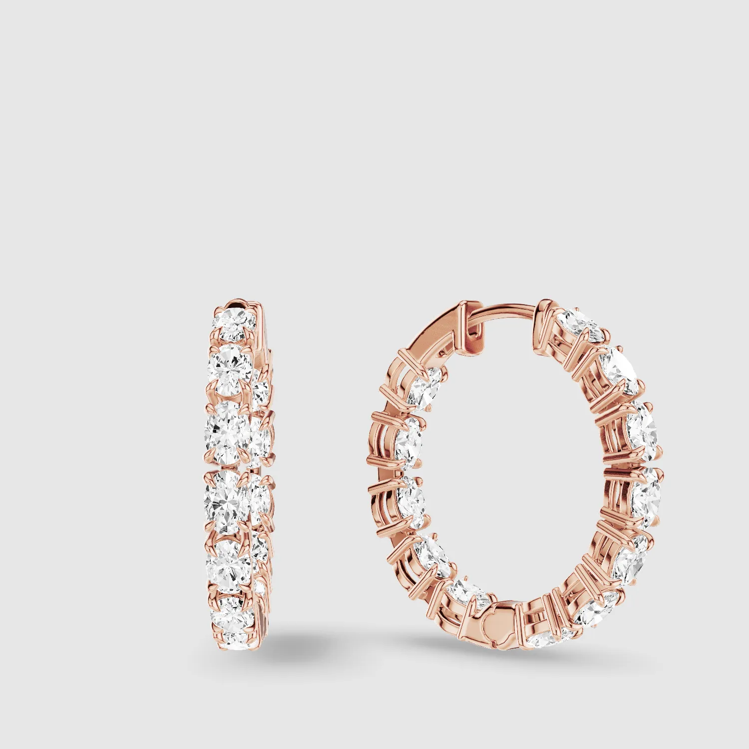 Front-Back Lab Grown Diamond Hoops-Oval