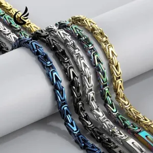 FZ 65cm Stainless Steel Multiple Color Byzantine Chain Necklace