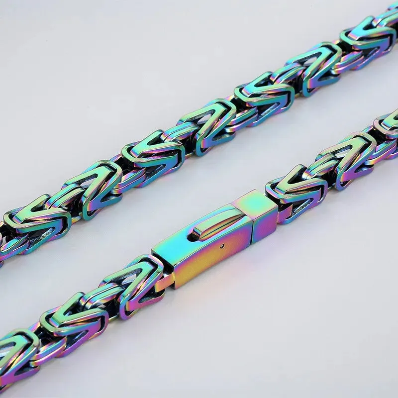 FZ 65cm Stainless Steel Multiple Color Byzantine Chain Necklace