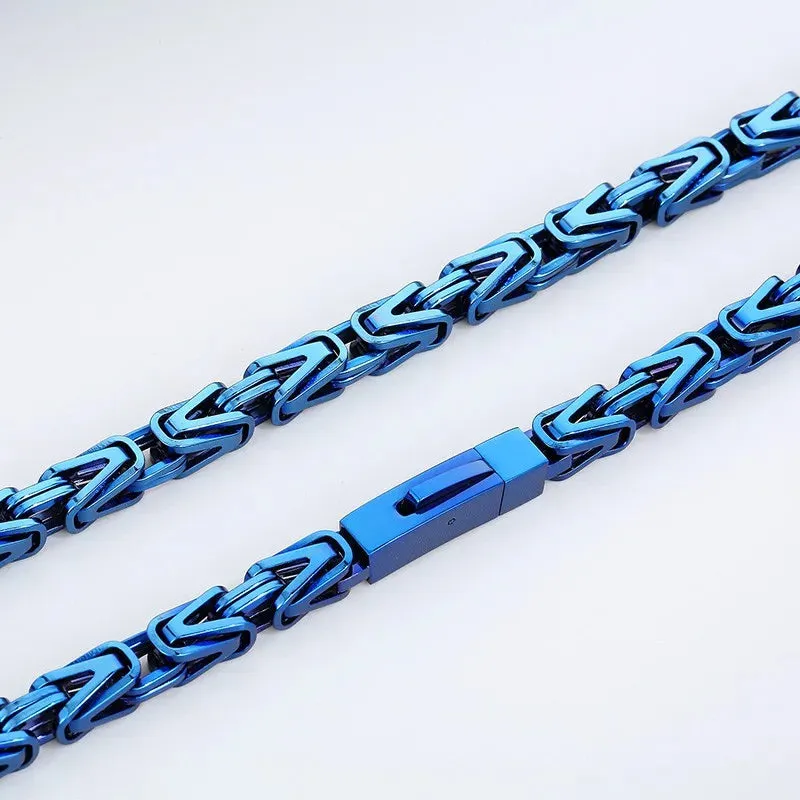 FZ 65cm Stainless Steel Multiple Color Byzantine Chain Necklace