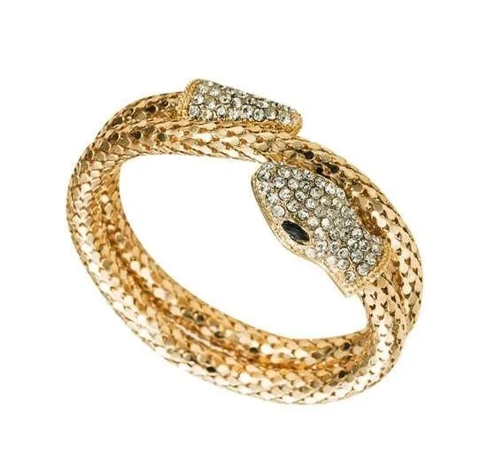 Glamorous Serpent: Rhinestone-Embellished Snake Bracelet