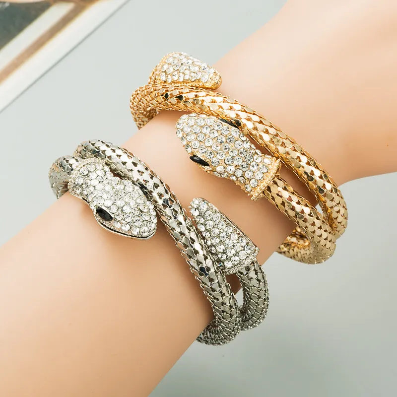 Glamorous Serpent: Rhinestone-Embellished Snake Bracelet