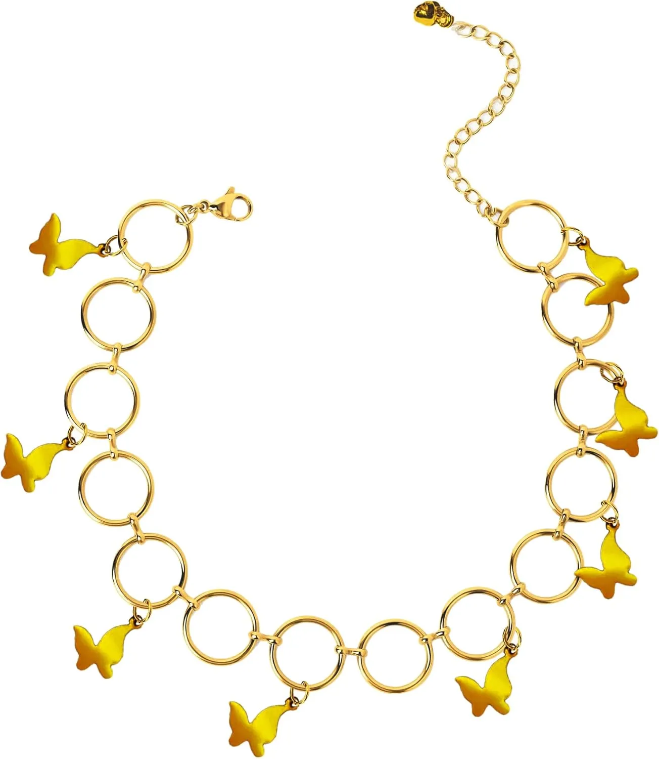 Gold Ankle Bracelets for Women, 14K Gold Plated C-Chain Stylish Butterfly Women Anklet Adjustable anklets set for Women, Stackable Non Tarnish Foot Jewelry Gift
