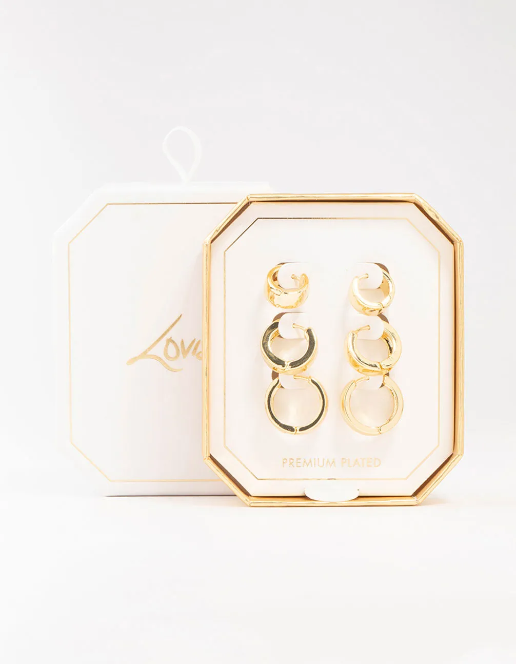 Gold Plated Thick Bold Hoop Earrings 3-Pack