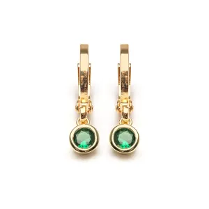 Green Crystal Drop Huggie Hoops