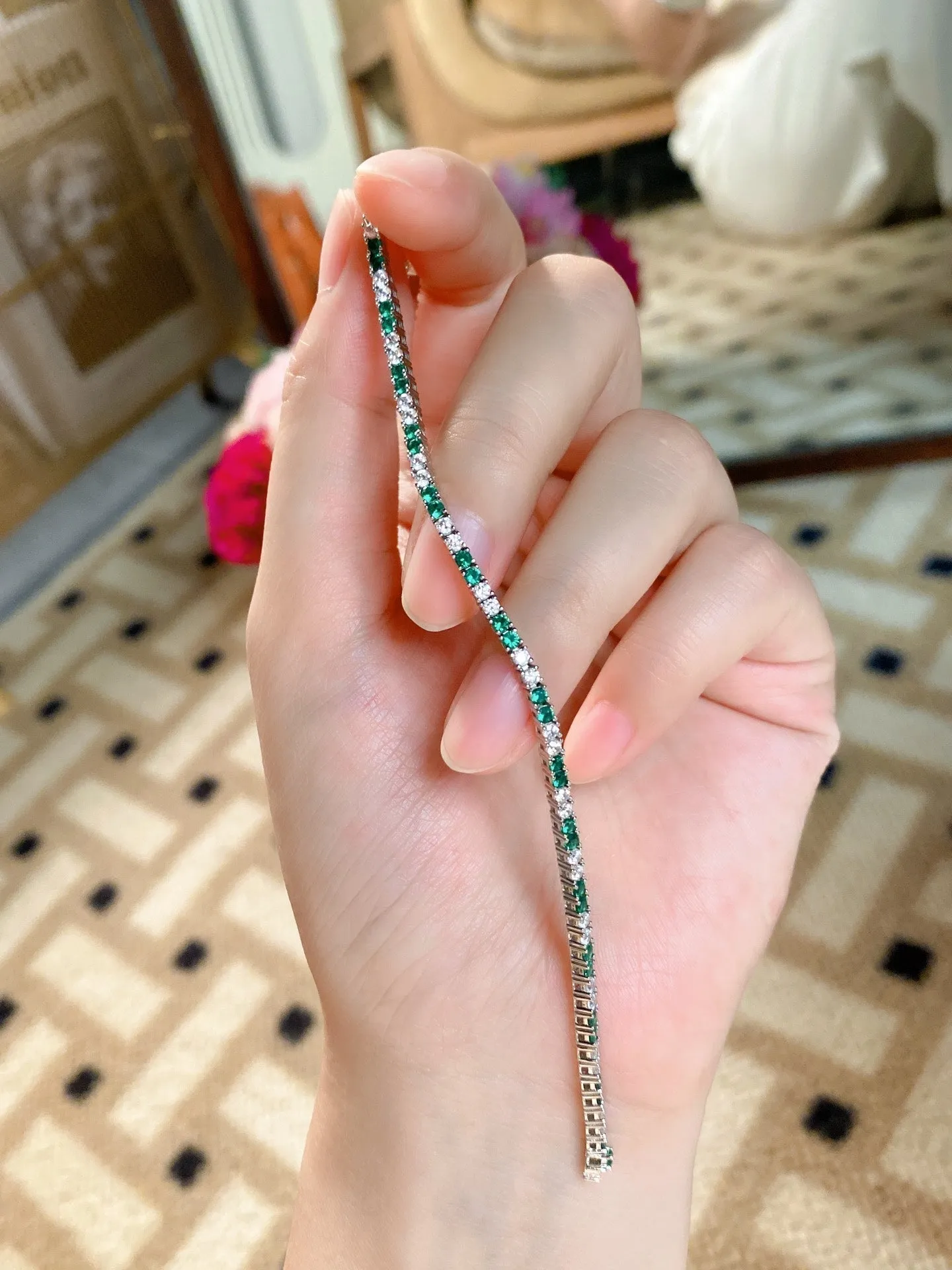 GREEN SPINEL MINI DIAMOND BRACELET