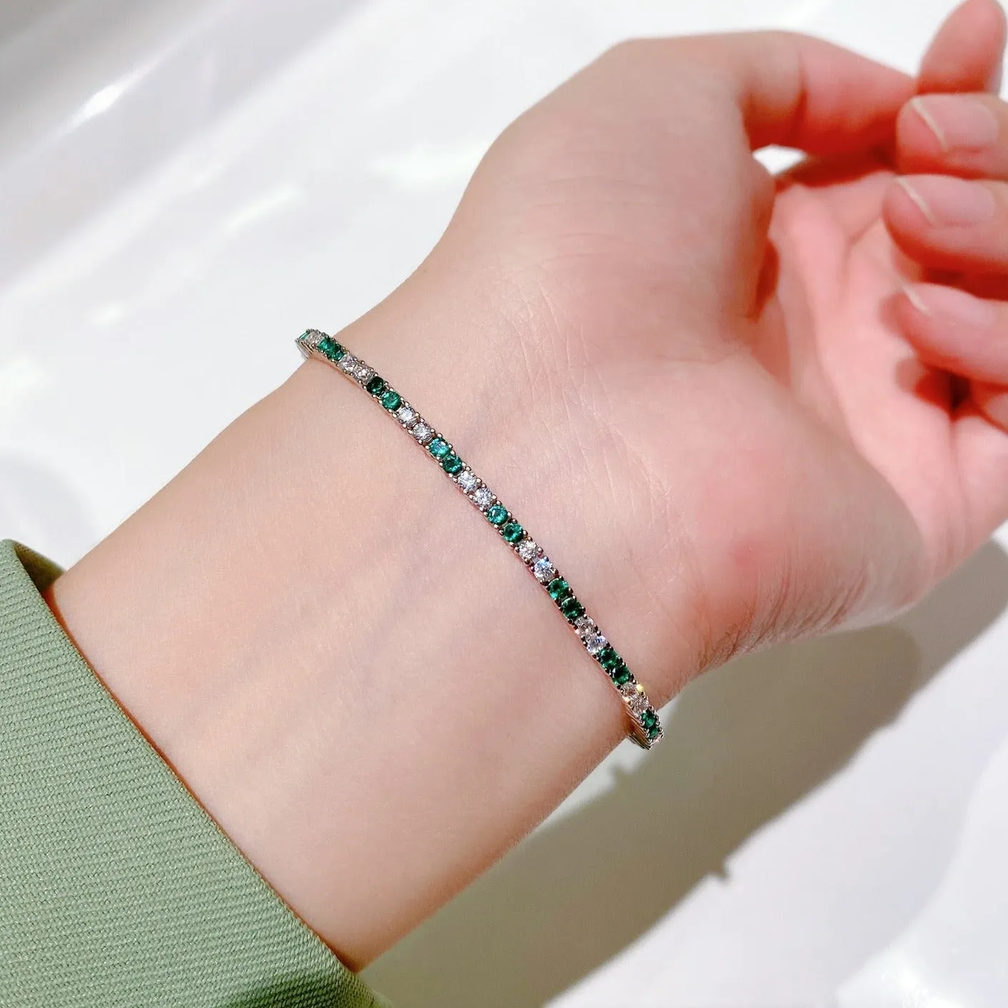 GREEN SPINEL MINI DIAMOND BRACELET