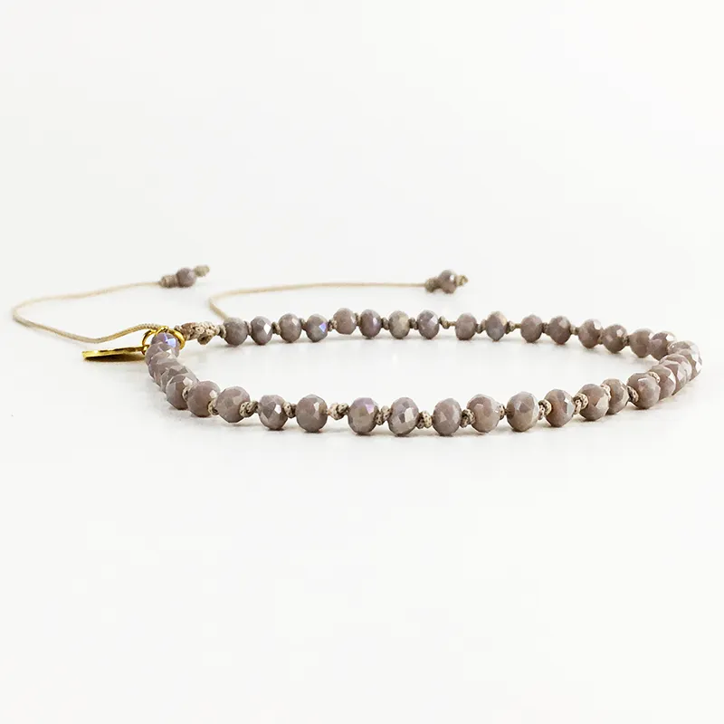 Grey Purple Crystal Anklet