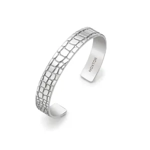 Hoxton London Sterling Silver "Wild Style"  Crocodile Patterned Bangle