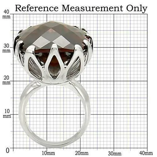 Jewellery Kingdom Cubic Zirconia Cocktail Oval Smoky Topaz Solitaire Big Ladies Ring (Brown & Silver)
