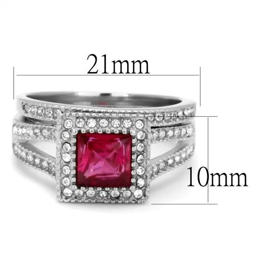 Jewellery Kingdom Ladies Ruby Princess Wedding Band 3carat Stainless Steel Ring Set