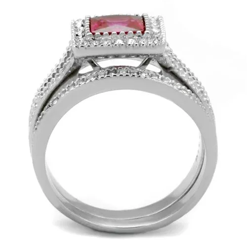 Jewellery Kingdom Ladies Ruby Princess Wedding Band 3carat Stainless Steel Ring Set