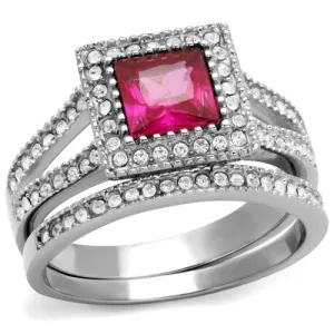 Jewellery Kingdom Ladies Ruby Princess Wedding Band 3carat Stainless Steel Ring Set