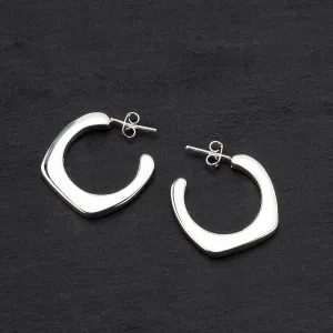 Large Sterling Silver Asymmetric Hoop Earrings