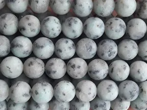 Light Gray Black Spots Semi Precious Quartz Stones