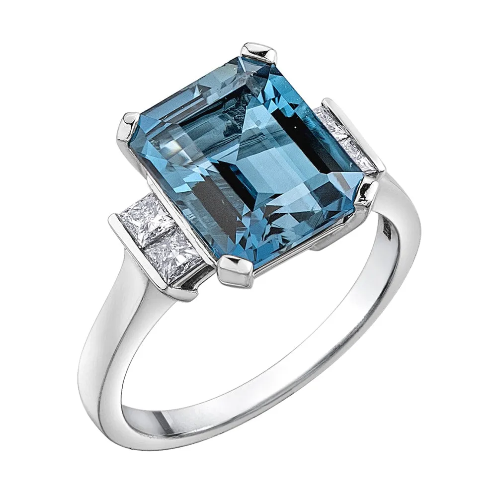 London Blue Topaz Ring with Canadian Diamond Accents