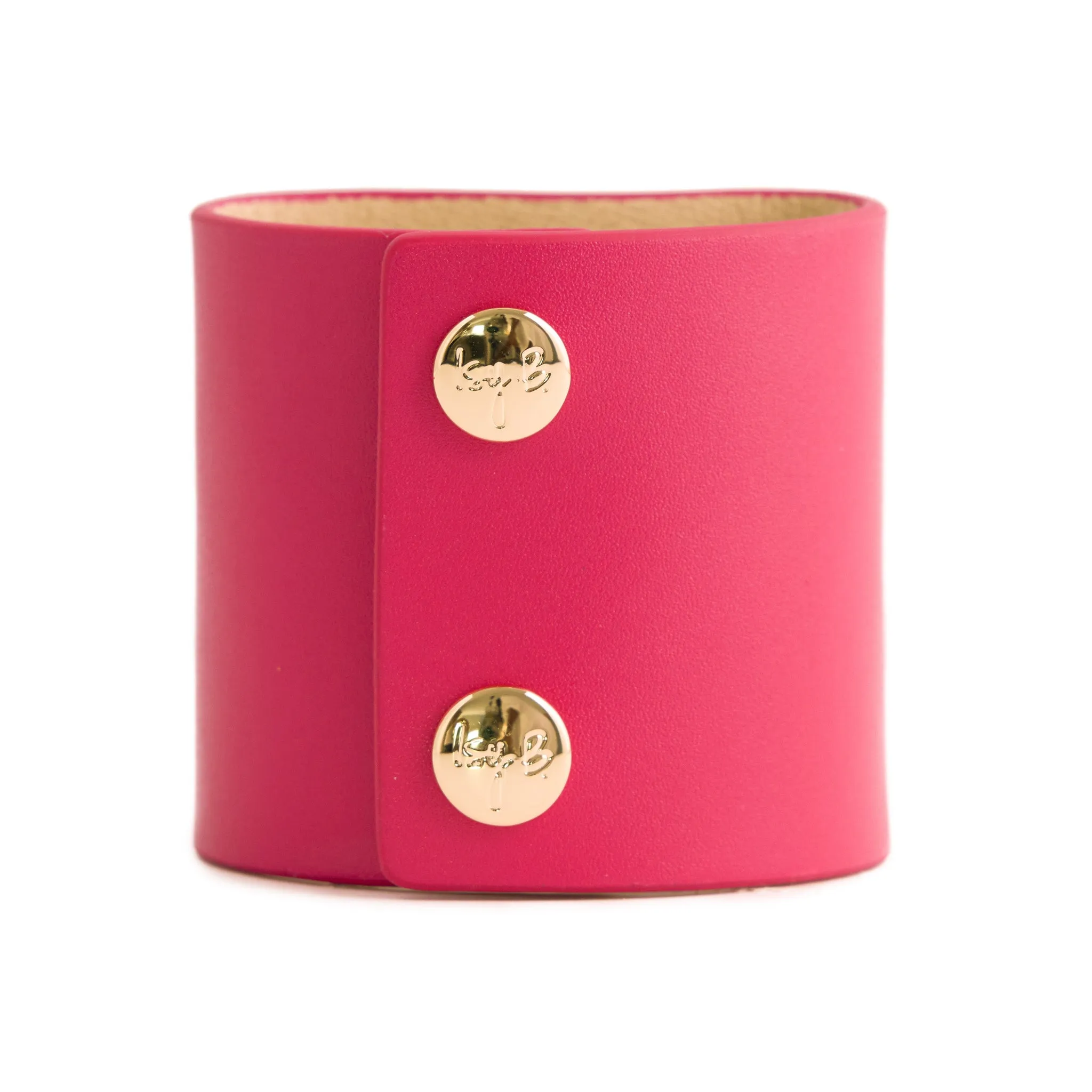 Loved Cuff - Pink Ruby Leather with Blue Agate