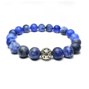 Matte Sodalite and Antique Silver Bead Bracelet