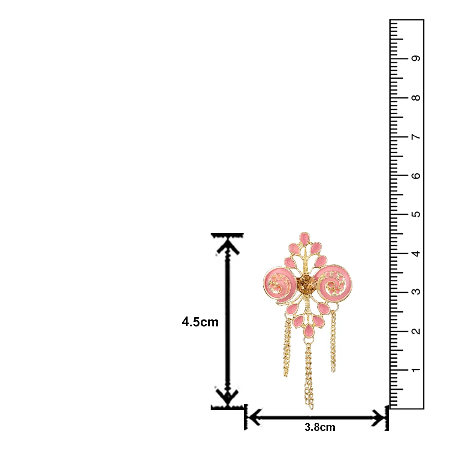 Meenakari Work Hanging Chains Brooch