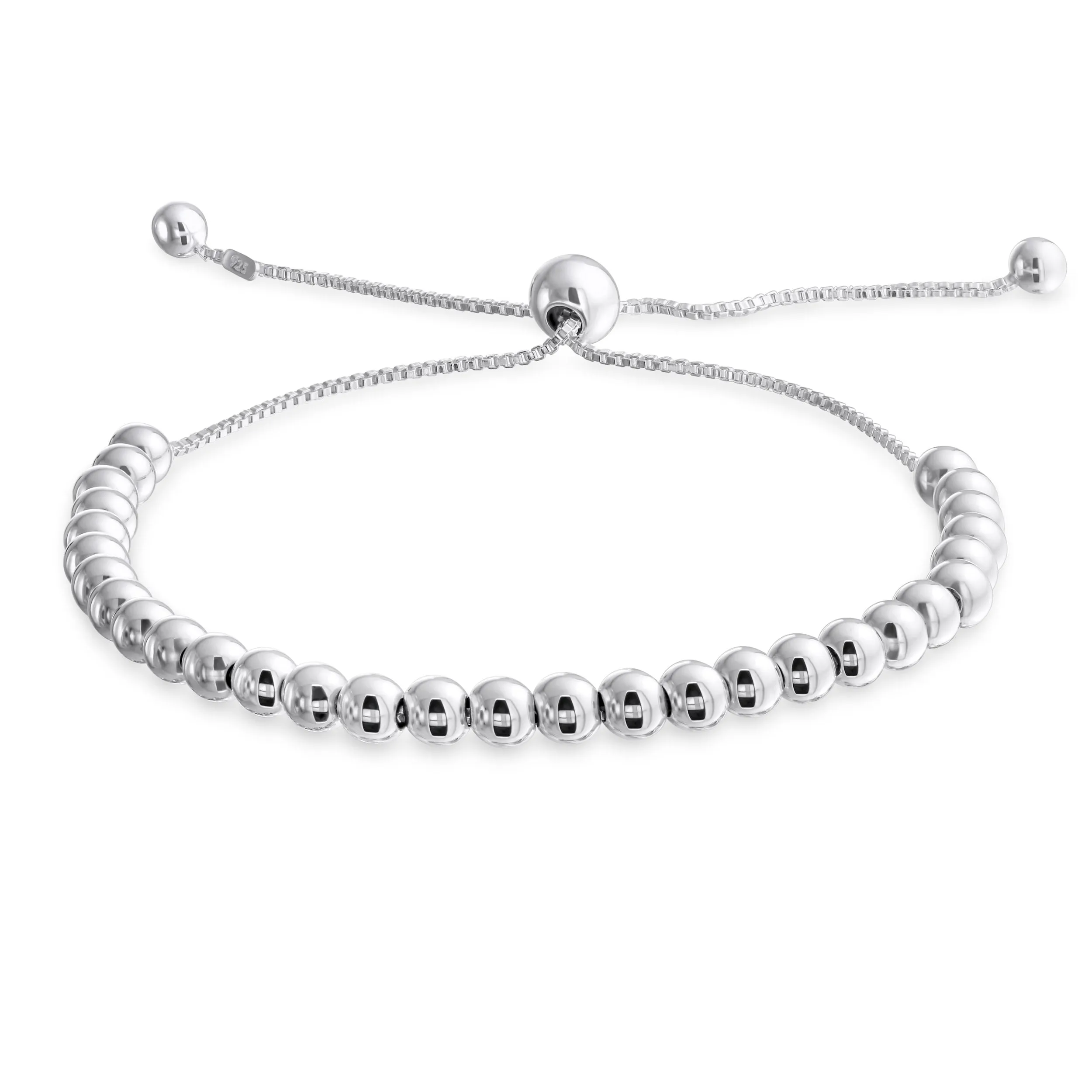 Minimalist Sterling Silver Stretch Bracelet with 3MM Seed Beads Adjustable 6.5-8 Inch