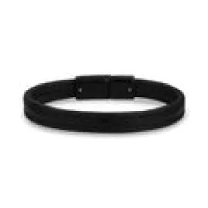Modern Belt Leather Bracelet Black (8mm)