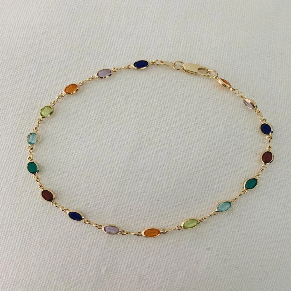 Multicolor Crystal Stone Anklet