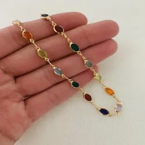 Multicolor Crystal Stone Anklet