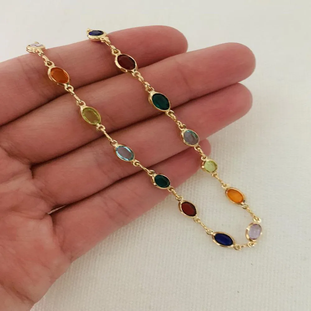 Multicolor Crystal Stone Anklet