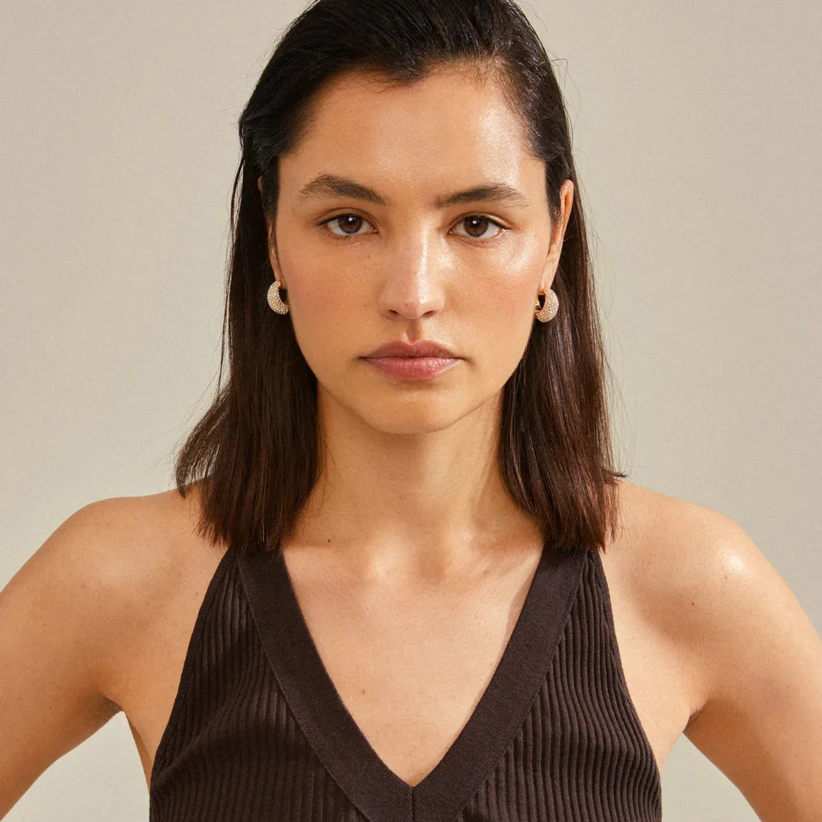 Naomi Gold Plated Crystal Hoops