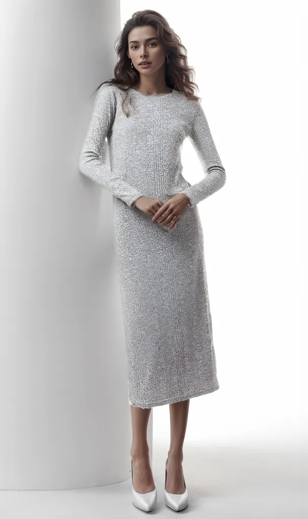 O172732 Heather Dark Grey Fashionable Slip On Dress
