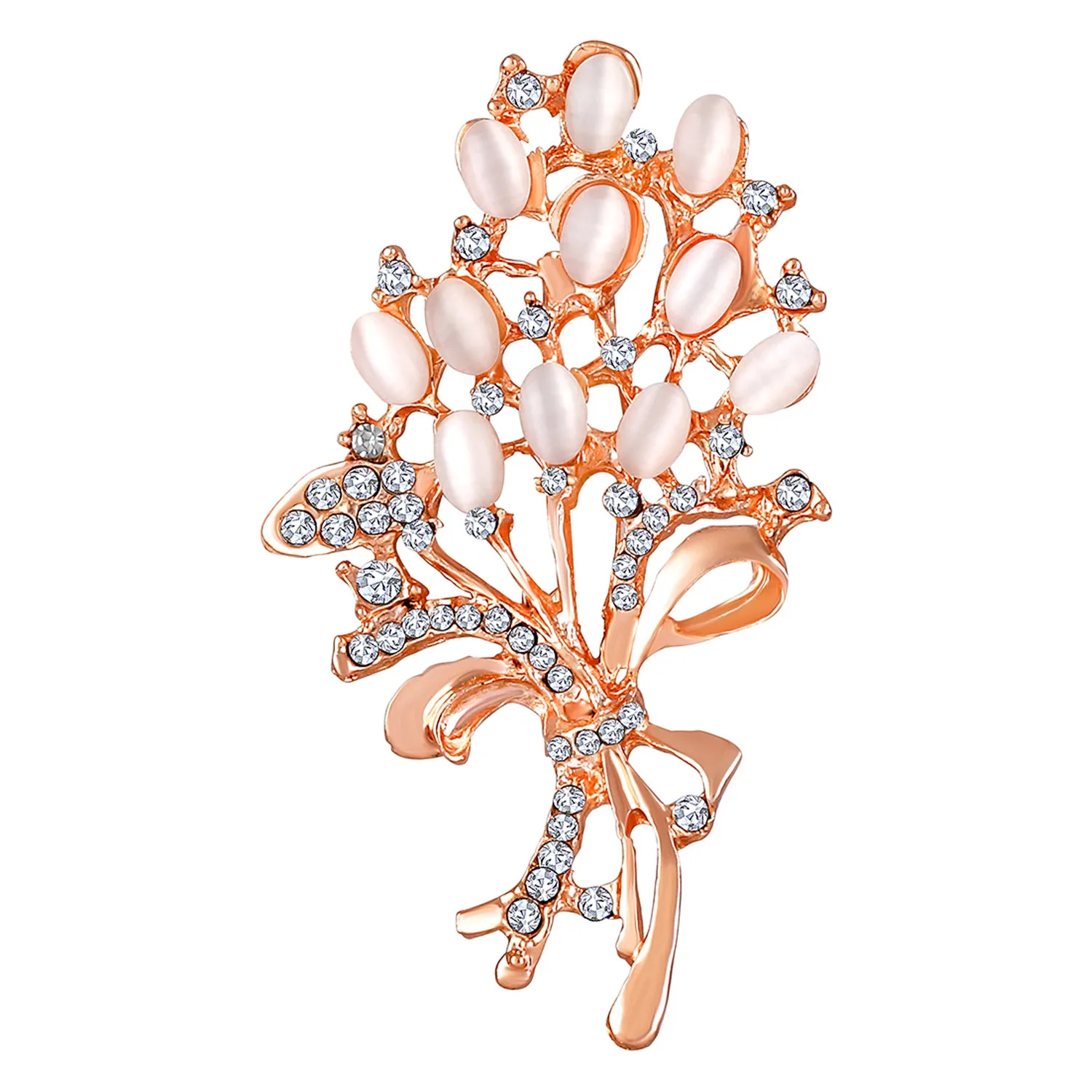 Opal Wheat Flower Bouquet Brooch / Saree Pin Dress Scarf