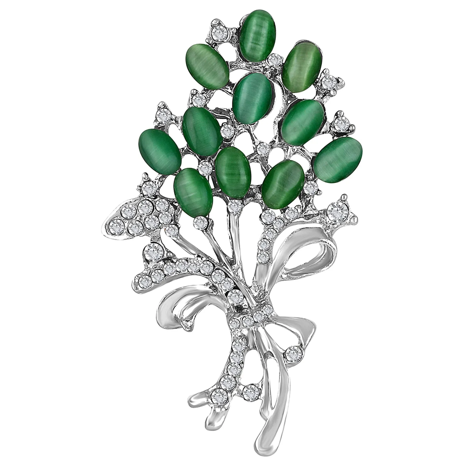 Opal Wheat Flower Bouquet Brooch / Saree Pin Dress Scarf