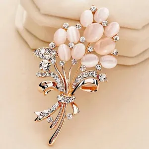 Opal Wheat Flower Bouquet Brooch / Saree Pin Dress Scarf