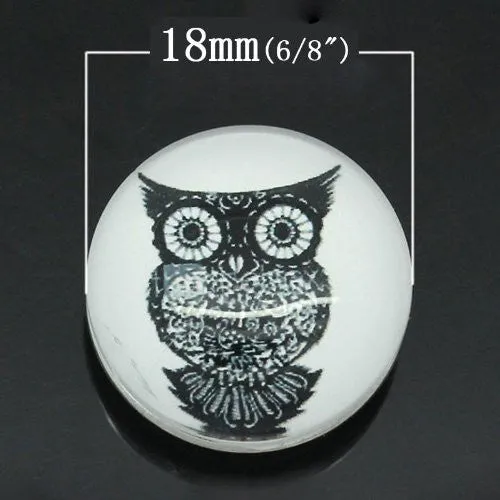Owl Design Glass Chunk Charm Button Fits Chunk Bracelet 18mm for Noosa Style Chunk Leather Bracelet