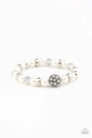 Paparazzi Bracelet ~ Twinkling Timelessness - White