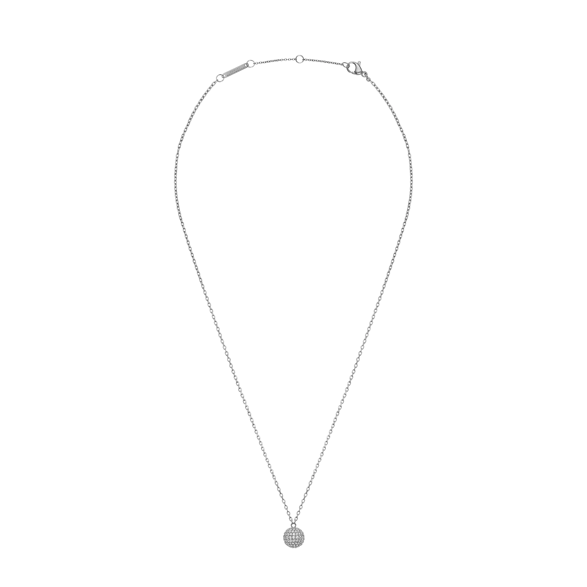 Pavé Crystal Pendant Necklace Silver