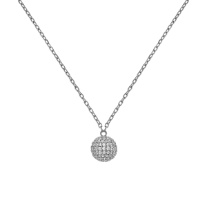 Pavé Crystal Pendant Necklace Silver