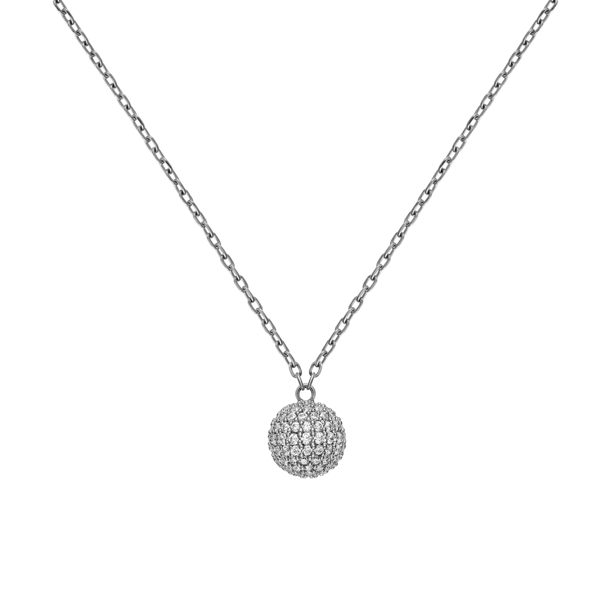 Pavé Crystal Pendant Necklace Silver
