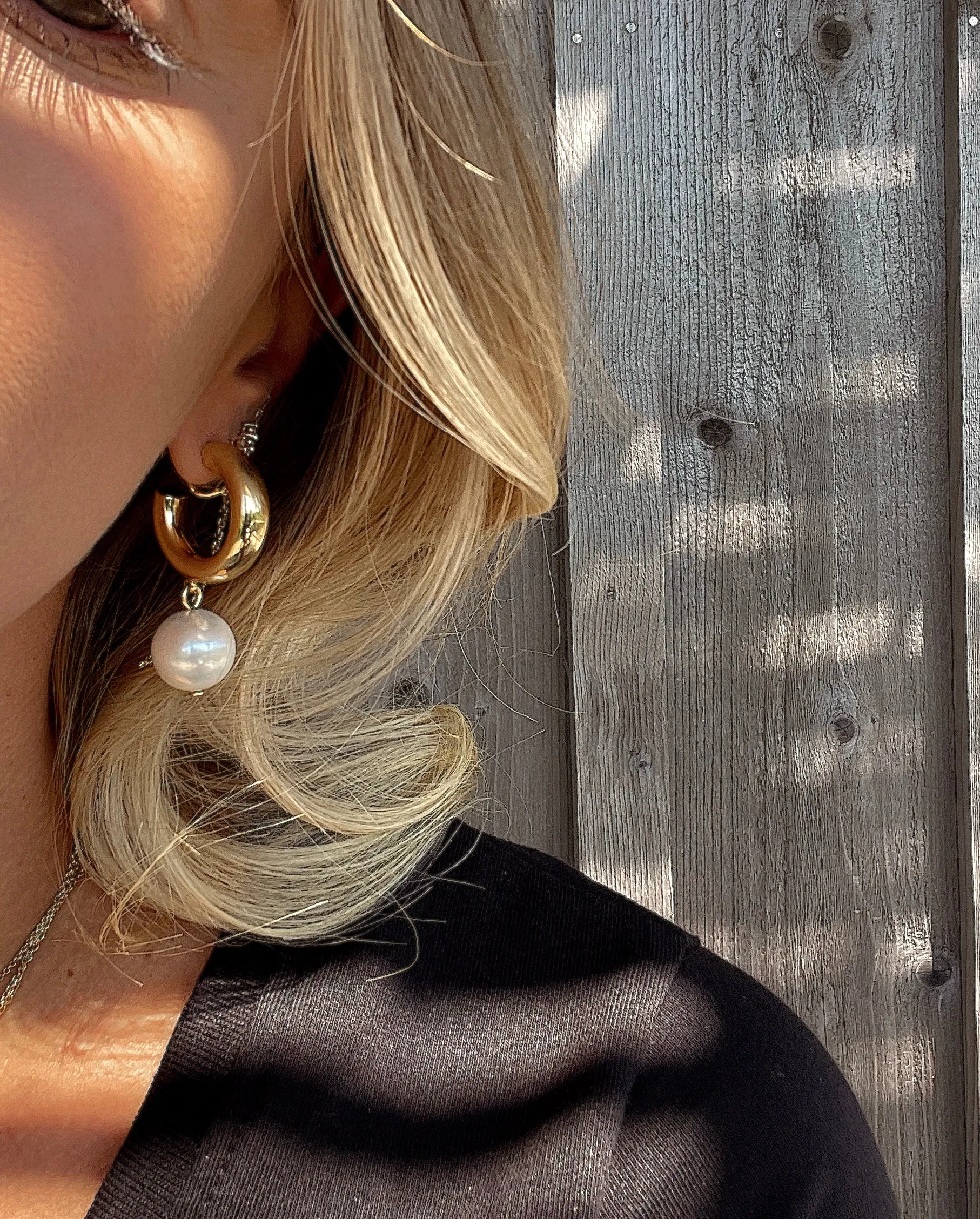 Pearl Drop Hoops