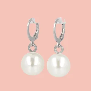 Pearl Huggie Hoops