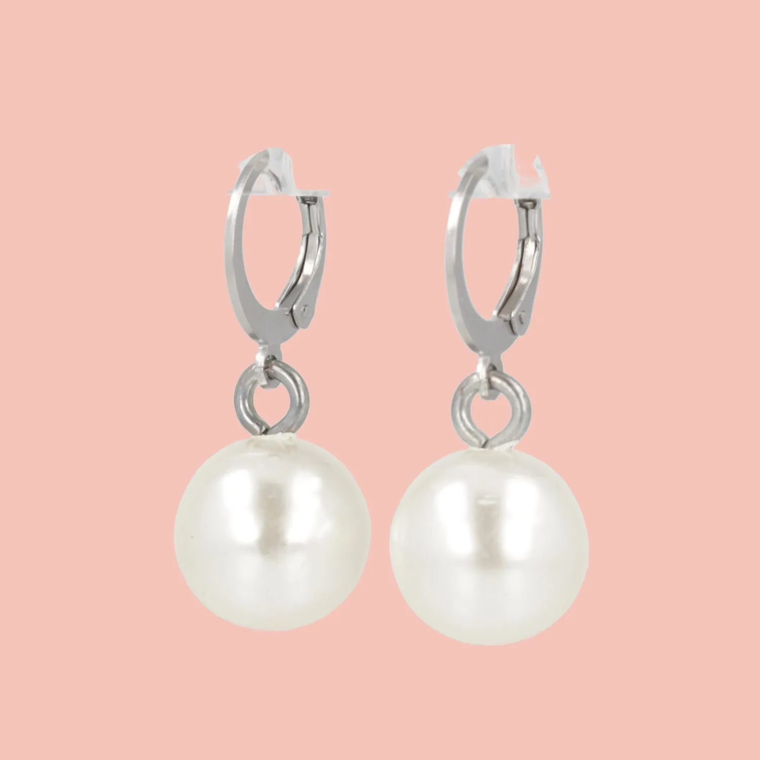 Pearl Huggie Hoops