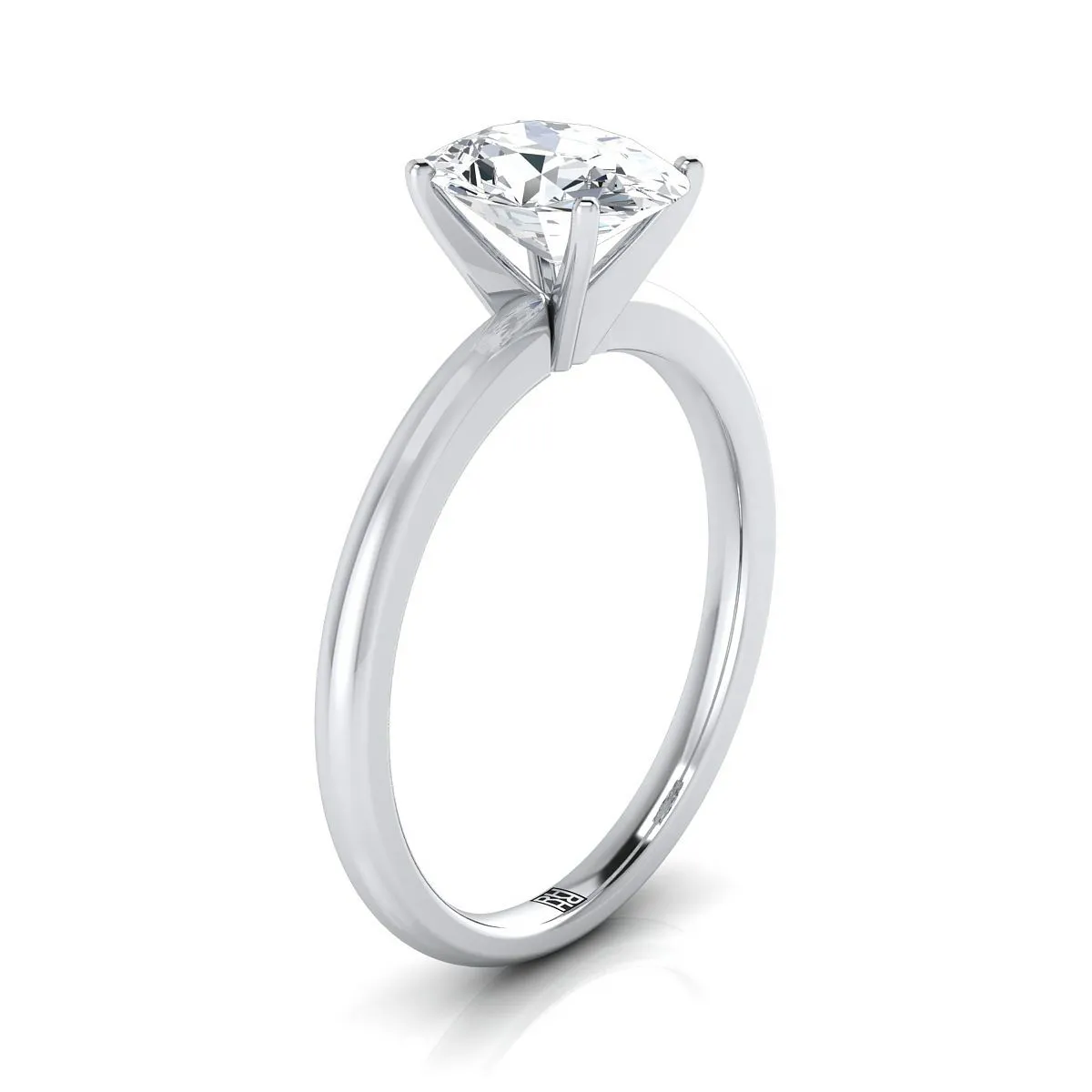 Platinum Oval Citrine Round Comfort Fit Claw Prong Solitaire Engagement Ring