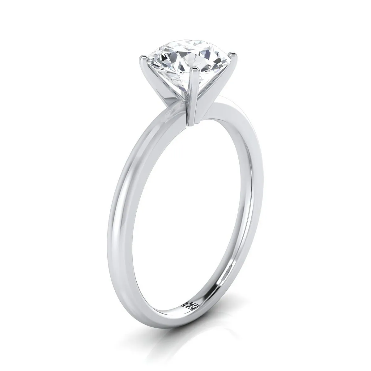 Platinum Round Brilliant Ruby Round Comfort Fit Claw Prong Solitaire Engagement Ring