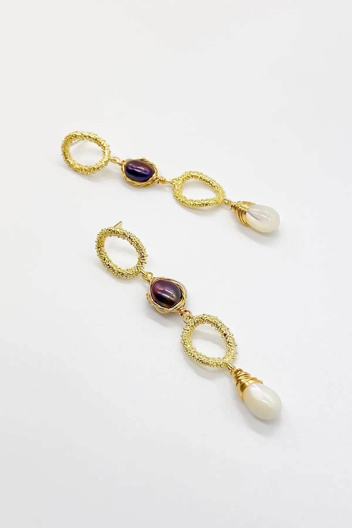 Priscille Gold Pearl Drop Earrings