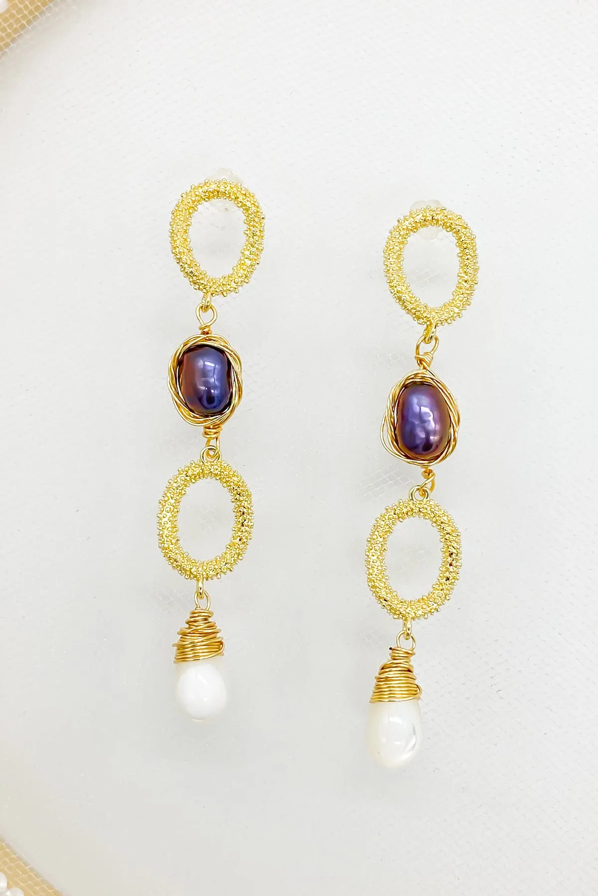 Priscille Gold Pearl Drop Earrings